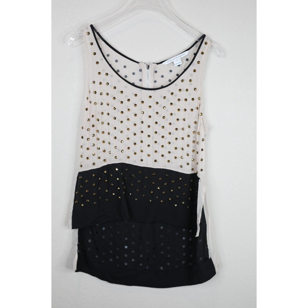 Diane Von Furstenberg‎ Womens Abrielle Crystal-Embellished Sleeveless Top Size 4